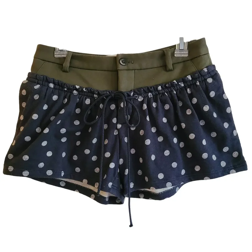THAKOON ADDITION Mixed Fabric‎ Polka Dot Shorts Women's XS